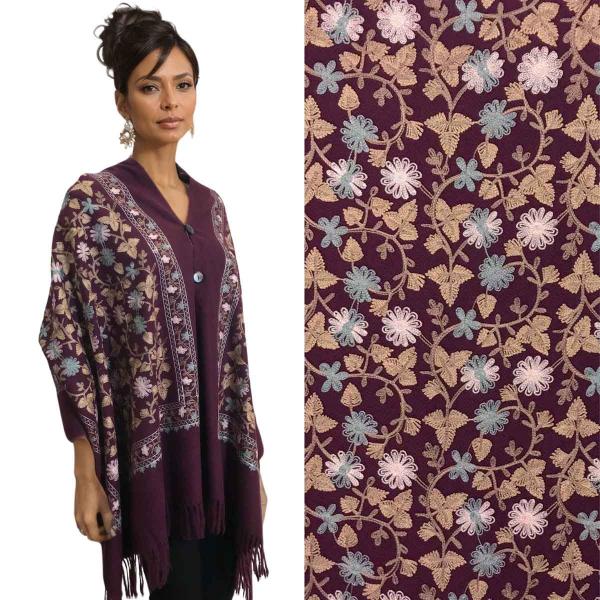 3218 - Embroidered Cashmere Feel Button Shawls