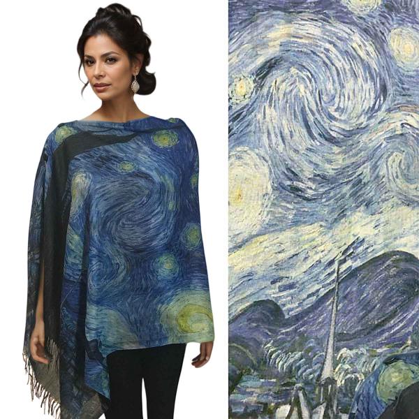 3234 - Art Design Cotton Touch Button Shawls