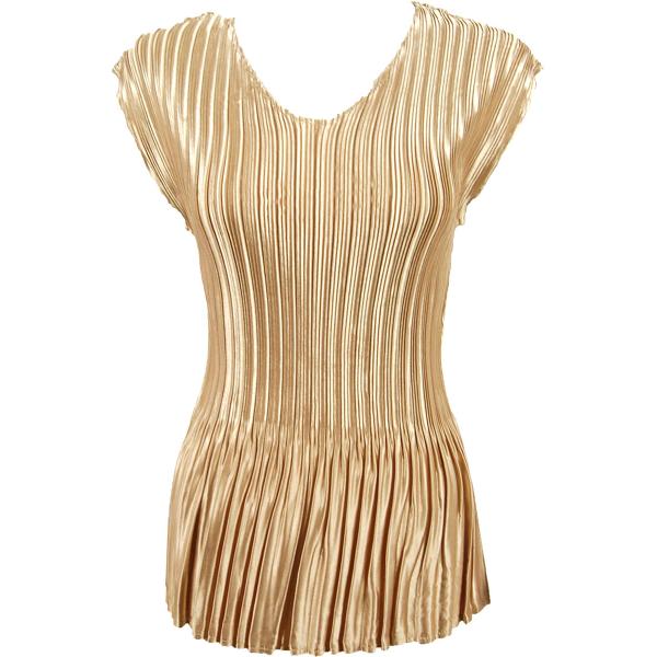 954 - Satin Mini Pleats - Cap Sleeve V-Neck