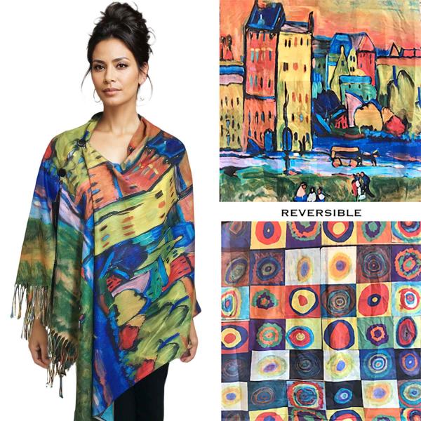 3180 - Sueded Art Design Button Shawls