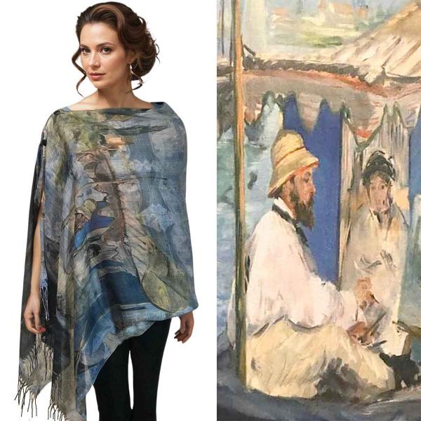 3234 - Art Design Cotton Touch Button Shawls