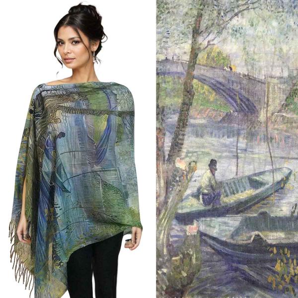 3234 - Art Design Cotton Touch Button Shawls