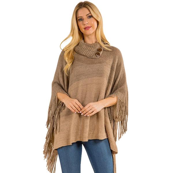 4209 - Poncho - Ombre Cowl-neck w/ Wooden Buttons