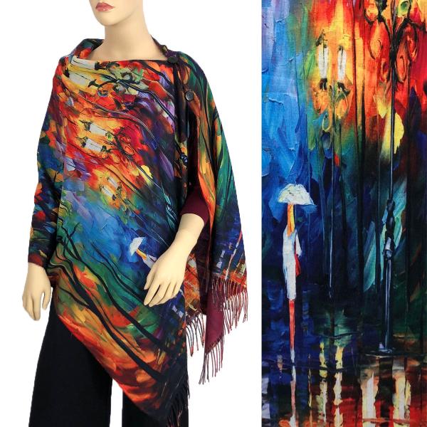 3180 - Sueded Art Design Button Shawls