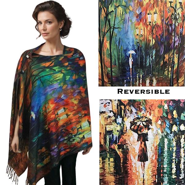 3180 - Sueded Art Design Button Shawls