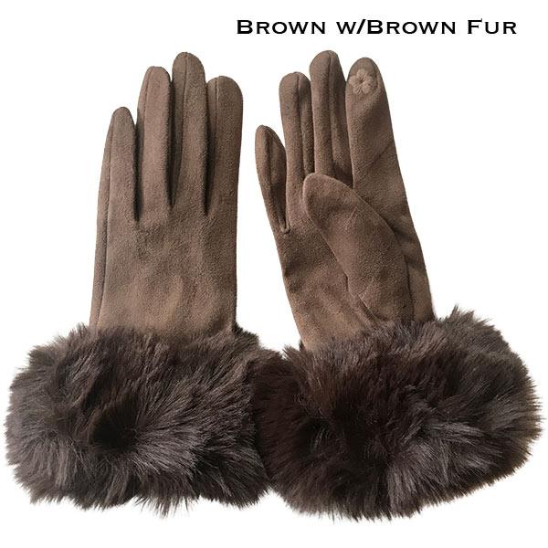 LC02 - Faux Rabbit Fur Trim Gloves