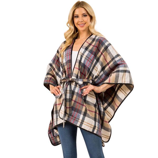 3754 - Tartan Plaid Belted Ruanas