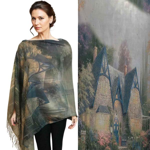 3234 - Art Design Cotton Touch Button Shawls