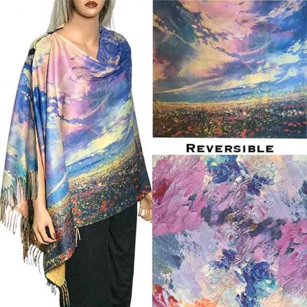 3180 - Sueded Art Design Button Shawls