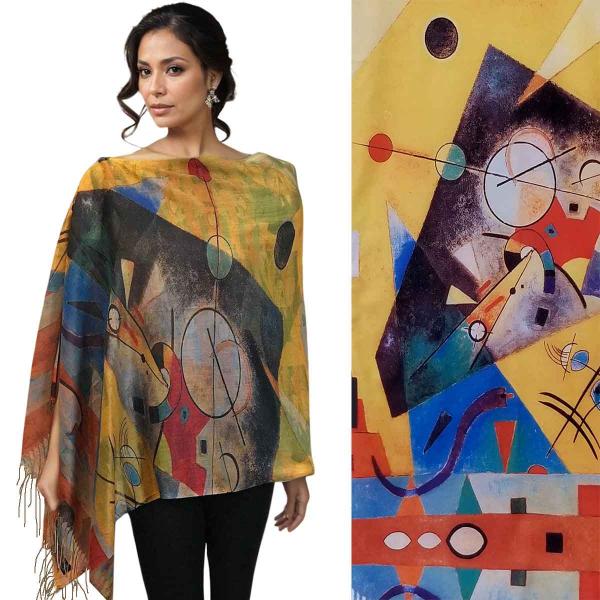 3234 - Art Design Cotton Touch Button Shawls