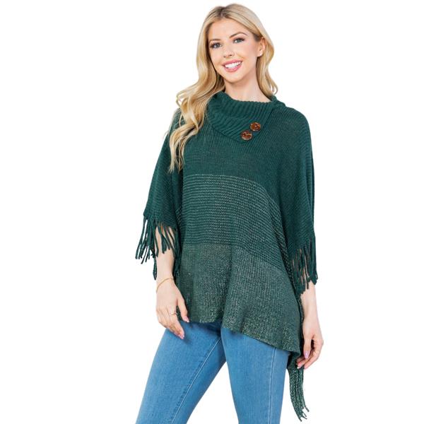 4209 - Poncho - Ombre Cowl-neck w/ Wooden Buttons