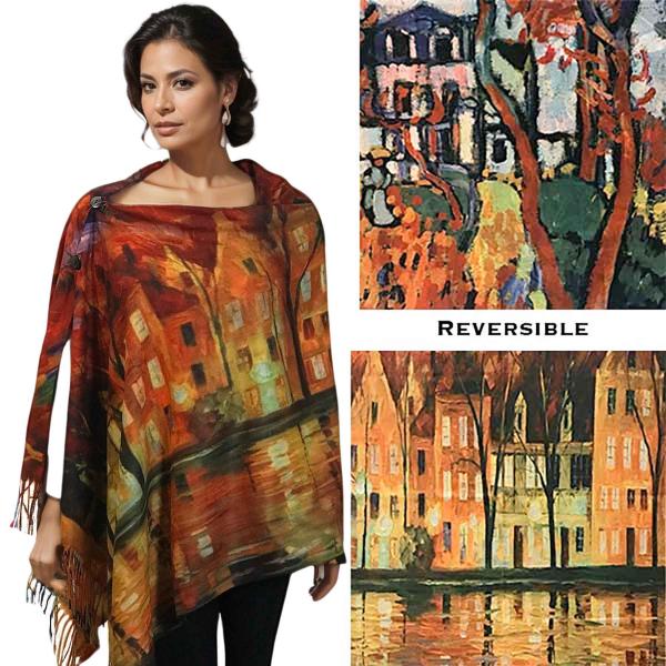 3180 - Sueded Art Design Button Shawls