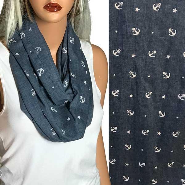 3111 - Nautical Print Scarves Oblong and Infinity