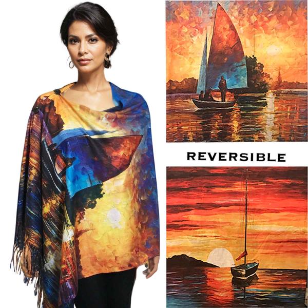 3180 - Sueded Art Design Button Shawls