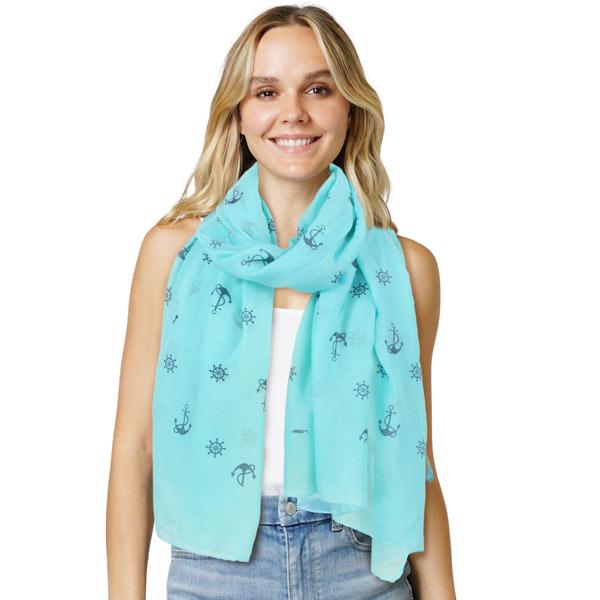 3111 - Nautical Print Scarves Oblong and Infinity