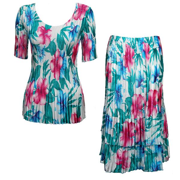 748  - Matching Satin Mini Pleat Skirt and Top Set