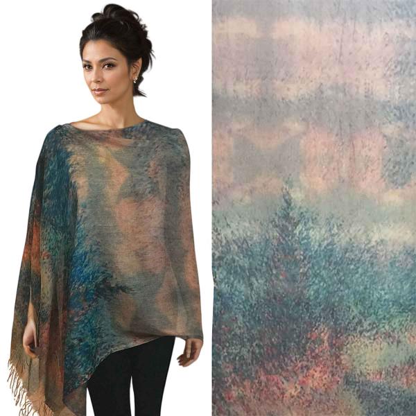 3234 - Art Design Cotton Touch Button Shawls