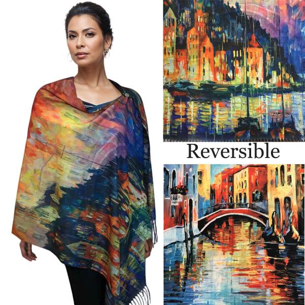 3180 - Sueded Art Design Button Shawls