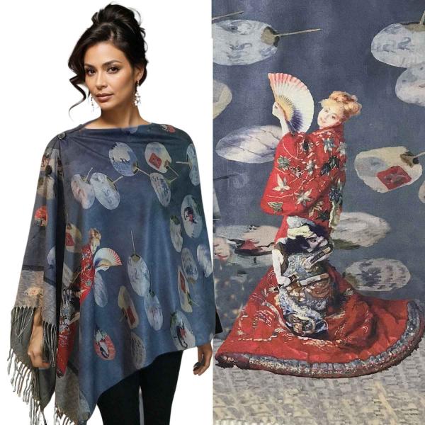 3180 - Sueded Art Design Button Shawls