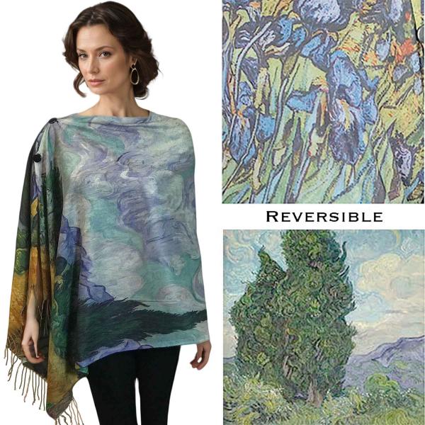 3180 - Sueded Art Design Button Shawls