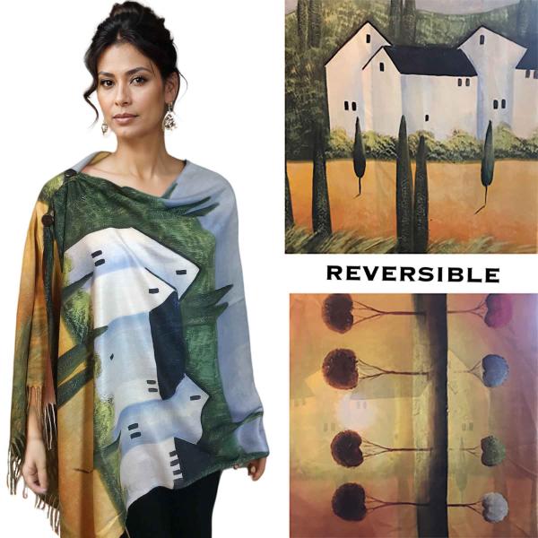 3180 - Sueded Art Design Button Shawls