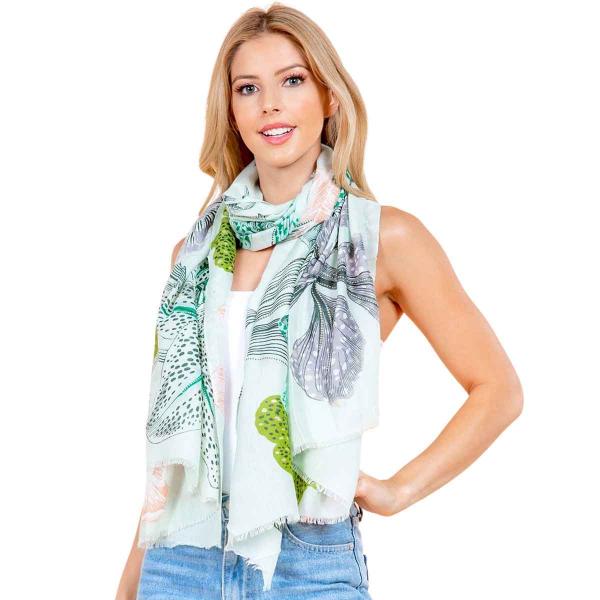 4251 - Multi Floral with Gold Foil Scarves