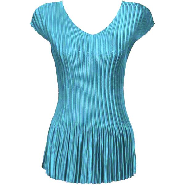 954 - Satin Mini Pleats - Cap Sleeve V-Neck