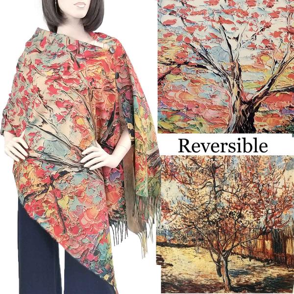 3180 - Sueded Art Design Button Shawls