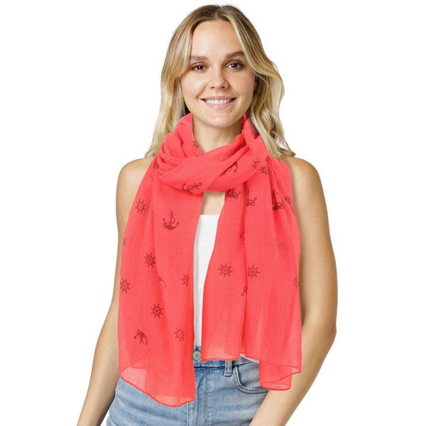 3111 - Nautical Print Scarves Oblong and Infinity