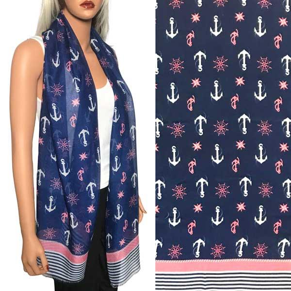 3111 - Nautical Print Scarves Oblong and Infinity