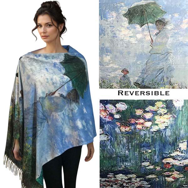 3180 - Sueded Art Design Button Shawls