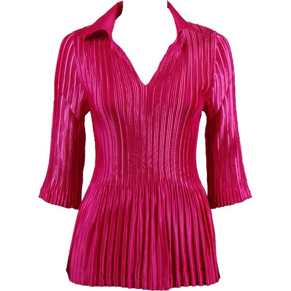 1211 - Satin Mini Pleats  3/4 Sleeve w/ Collar