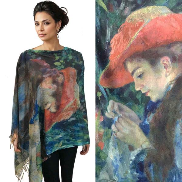 3234 - Art Design Cotton Touch Button Shawls