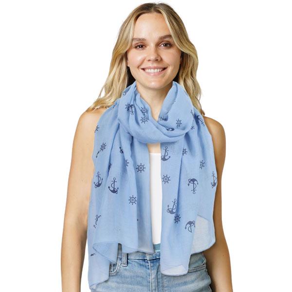 3111 - Nautical Print Scarves Oblong and Infinity