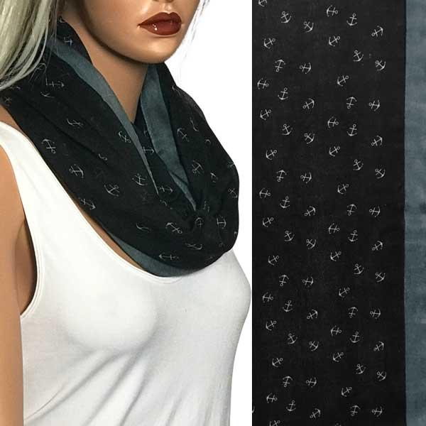 3111 - Nautical Print Scarves Oblong and Infinity