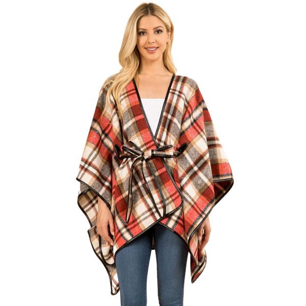 3754 - Tartan Plaid Belted Ruanas