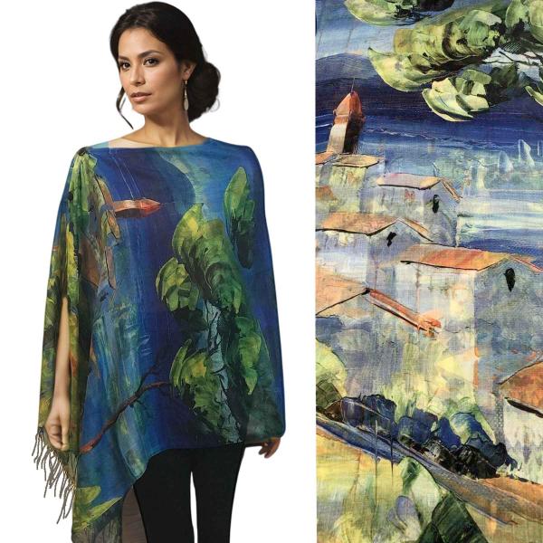 3234 - Art Design Cotton Touch Button Shawls