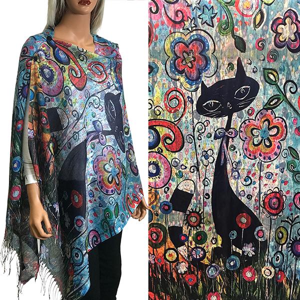 3234 - Art Design Cotton Touch Button Shawls