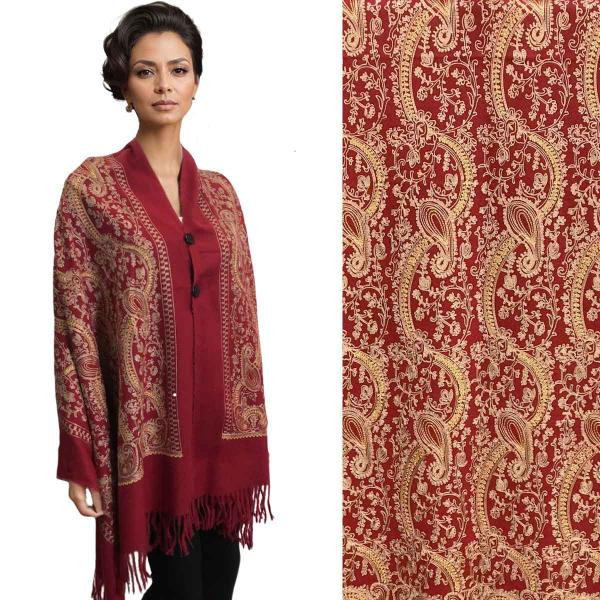 3218 - Embroidered Cashmere Feel Button Shawls