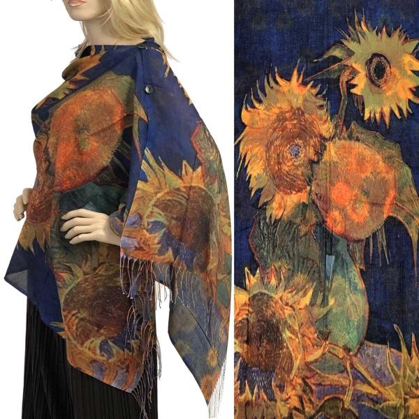 3234 - Art Design Cotton Touch Button Shawls