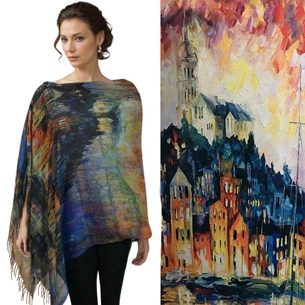 3234 - Art Design Cotton Touch Button Shawls