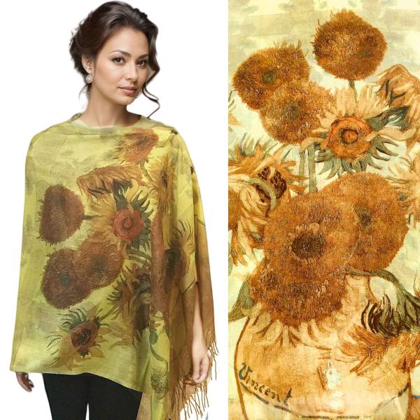 3234 - Art Design Cotton Touch Button Shawls