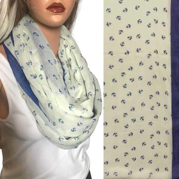 3111 - Nautical Print Scarves Oblong and Infinity