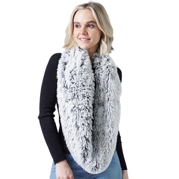 8832 - Two Tone Fur Infinity Scarves