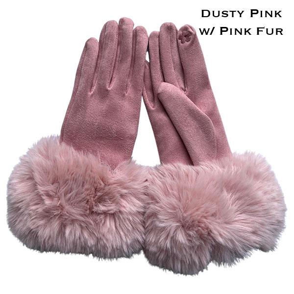 LC02 - Faux Rabbit Fur Trim Gloves