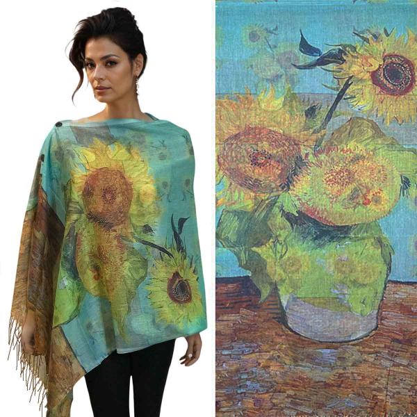 3234 - Art Design Cotton Touch Button Shawls