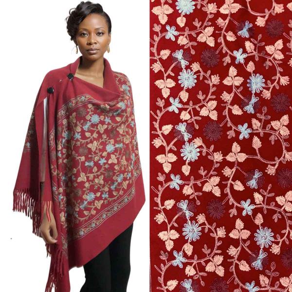 3218 - Embroidered Cashmere Feel Button Shawls